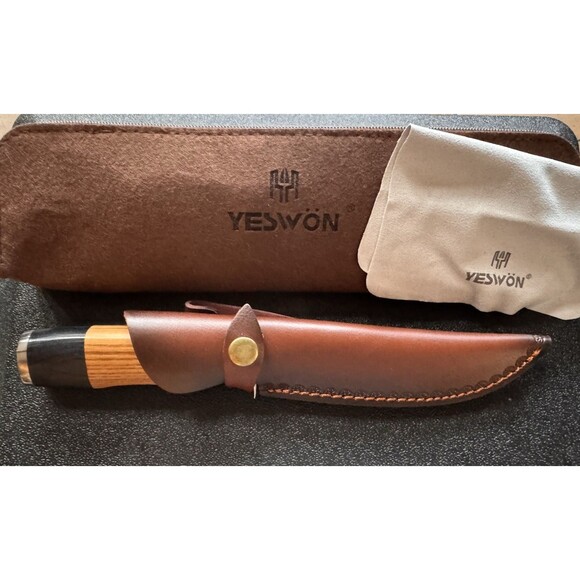 YESWON FIXED BLADE HUNTING KNIFE & SHEATH New - Picture 9 of 10